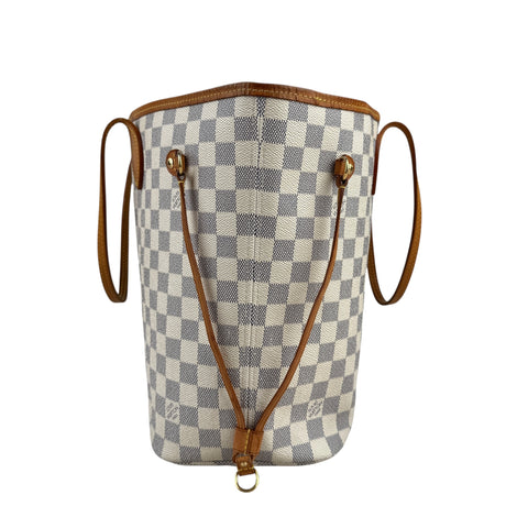 Louis Vuitton Neverfull Tote MM White Canvas Damier Azur