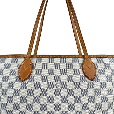 Louis Vuitton Neverfull Tote MM White Canvas Damier Azur