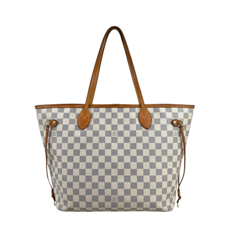 Louis Vuitton Neverfull Tote MM White Canvas Damier Azur