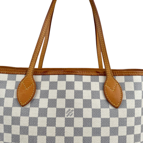 Louis Vuitton Neverfull Tote MM White Canvas Damier Azur