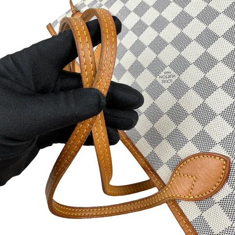 Louis Vuitton Neverfull Tote MM White Canvas Damier Azur