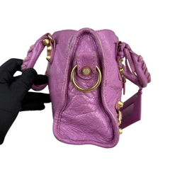 Pre-owned balenciaga-rose-berlingot-mini-gold-front-view