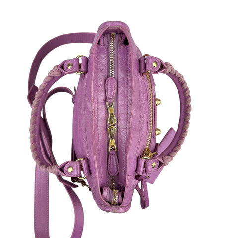 Balenciaga Rose Berlingot Lambskin Leather Gold Mini City Bag