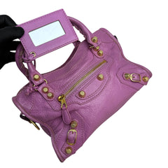 Pre-owned balenciaga-rose-berlingot-mini-gold-front-view