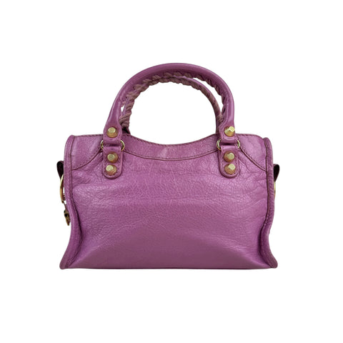 Balenciaga Rose Berlingot Lambskin Leather Gold Mini City Bag