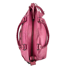 Pre-owned Balenciaga City Leather Shoulder Bag Pink Woven Handle with Mirror shoulder bag