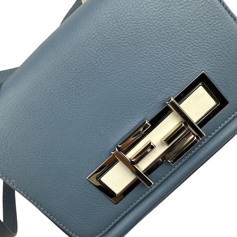 Fendi Cerulean Blue Calfskin Leather Baguette Shoulder Bag