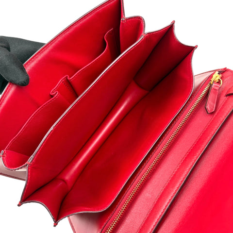 Celine Classic Box Medium Leather Shoulder Bag Red Color