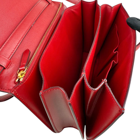 Celine Classic Box Medium Leather Shoulder Bag Red Color
