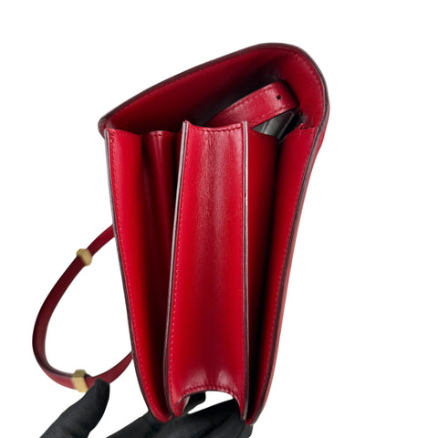 Celine Classic Box Medium Leather Shoulder Bag Red Color