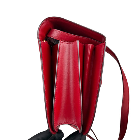 Celine Classic Box Medium Leather Shoulder Bag Red Color