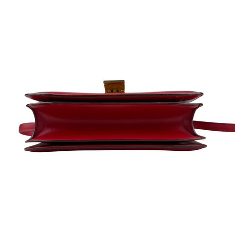 Celine Classic Box Medium Leather Shoulder Bag Red Color
