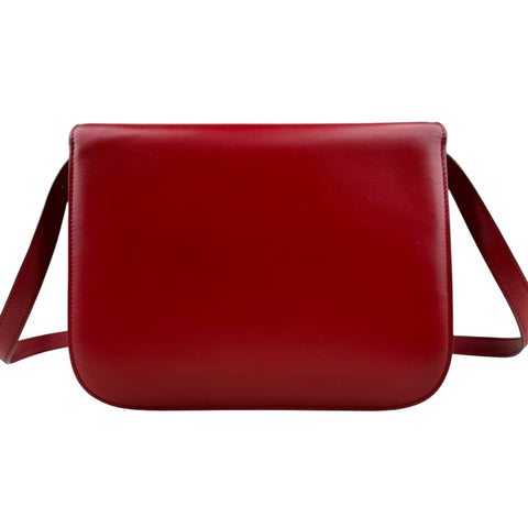 Celine Classic Box Medium Leather Shoulder Bag Red Color