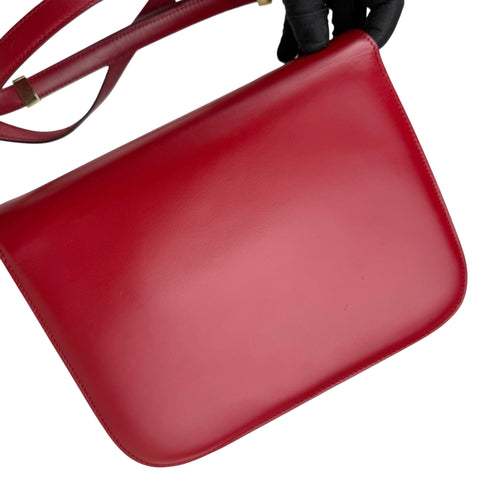 Celine Classic Box Medium Leather Shoulder Bag Red Color