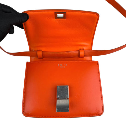Céline Celine Classic Box Small Leather Shoulder Bag in Orange