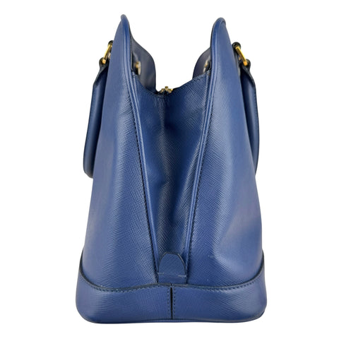 PRADA Safiano Triangle with logo Shoulder Bag Handbag Blue leather