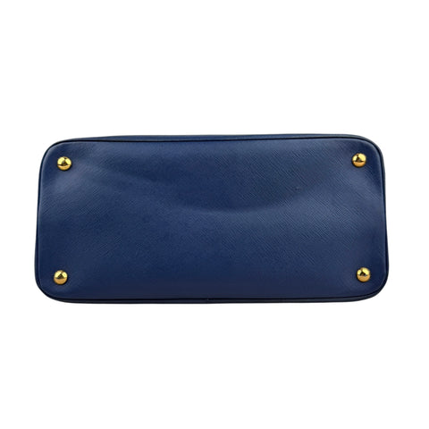 PRADA Safiano Triangle with logo Shoulder Bag Handbag Blue leather