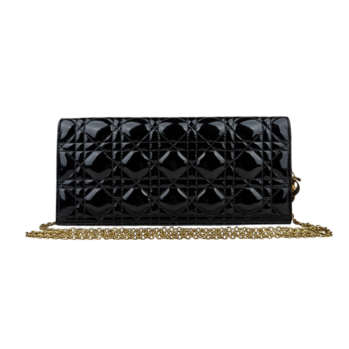 Dior Lady Dior Pouch Black Patent Cannage Calfskin