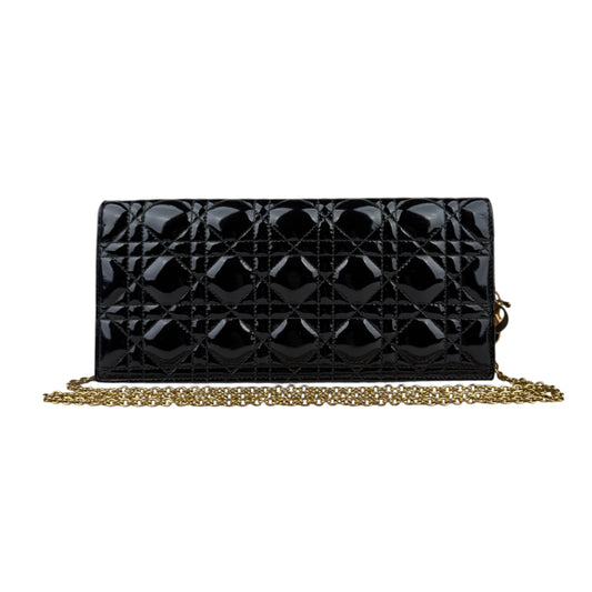 Dior Lady Dior Pouch Black Patent Cannage Calfskin
