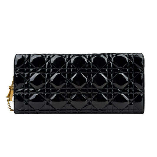 Dior Lady Dior Pouch Black Patent Cannage Calfskin