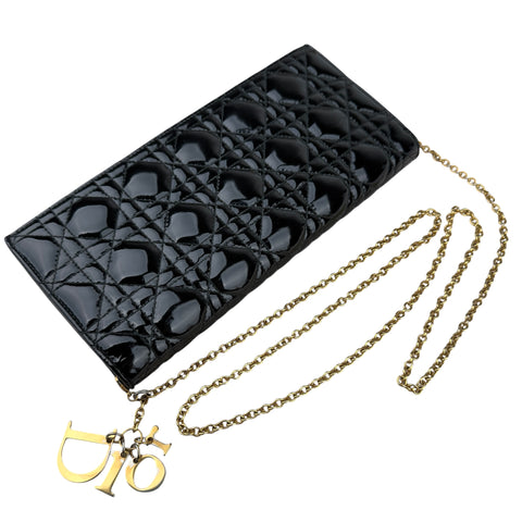 Dior Lady Dior Pouch Black Patent Cannage Calfskin