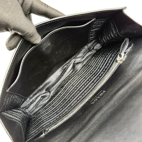 Prada City Calf Leather Metal Ribbon