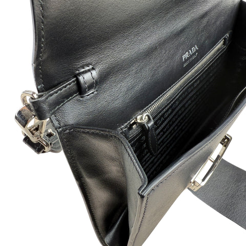 Prada City Calf Leather Metal Ribbon