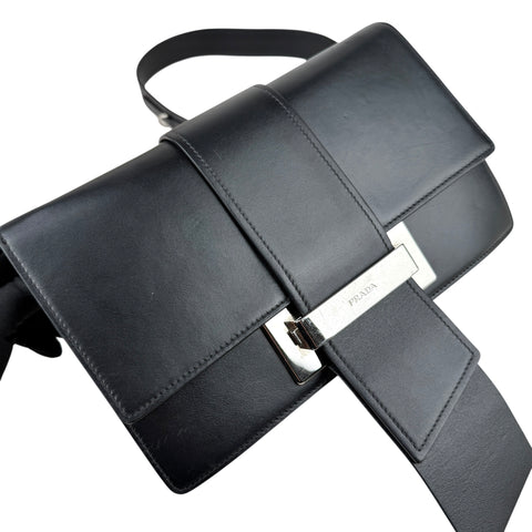 Prada City Calf Leather Metal Ribbon