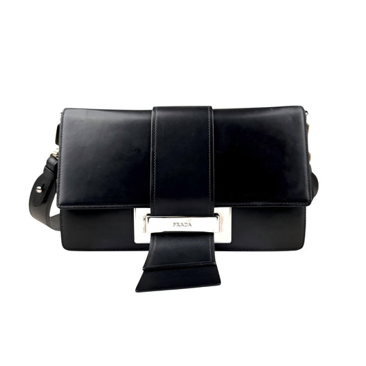 Prada City Calf Leather Metal Ribbon