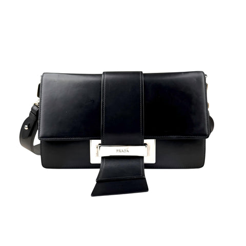 Prada City Calf Leather Metal Ribbon