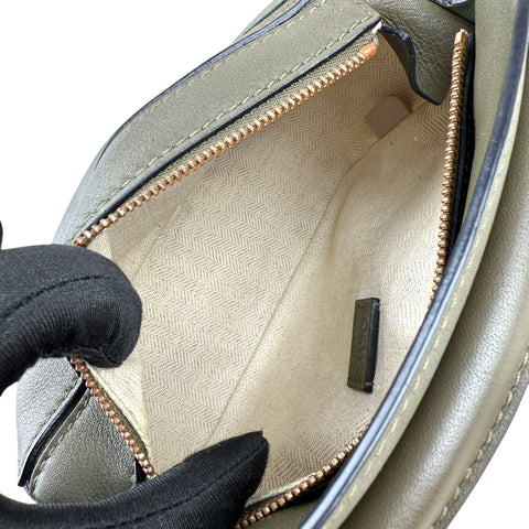 LOEWE Puzzle Colorblock Mini Satchel Bag In Green Oat