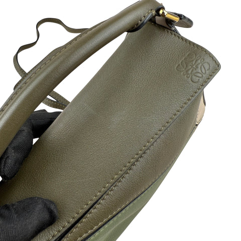 LOEWE Puzzle Colorblock Mini Satchel Bag In Green Oat