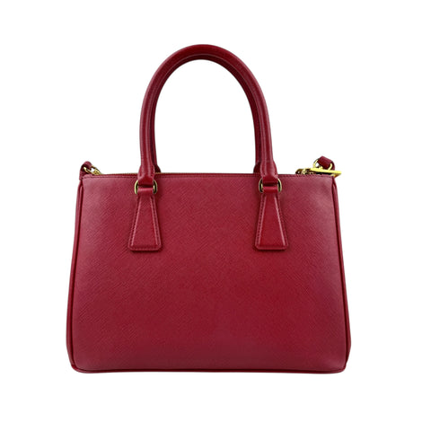 Prada Dark Red Saffiano Lux Leather  Zip Tote Bag