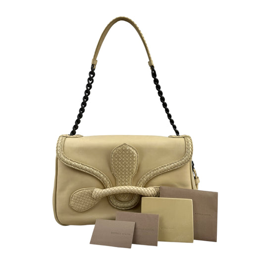 Bottega Veneta Beige Intrecciato Leather Rialto Shoulder Bag