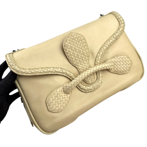 Bottega Veneta Beige Intrecciato Leather Rialto Shoulder Bag