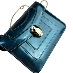 Pre-owned bvlgari-serpenti-forever-patent-crossbody-front-view