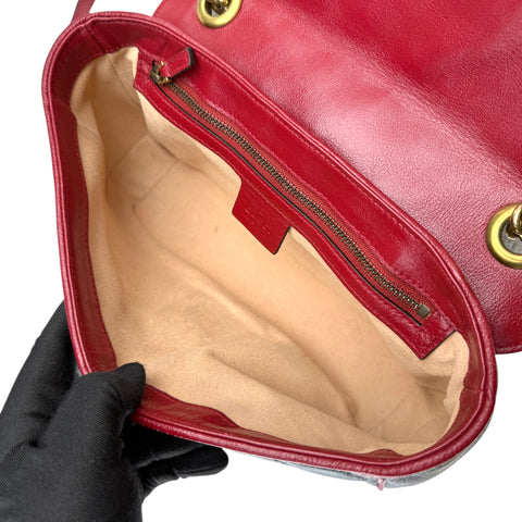 Gucci Black Shiny Quilted Marmont Large Shoulder Bag