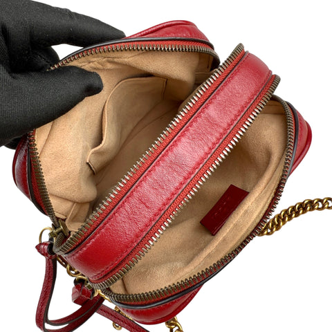 Gucci GG Marmont Double Zip Red Camera Bag