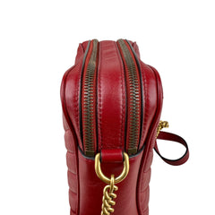 Pre-owned gucci-gg-marmont-double-zip-red-front-view