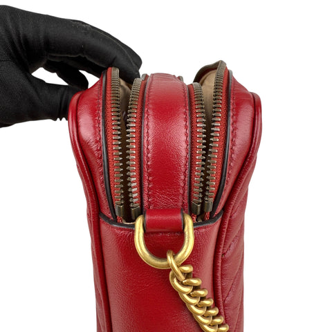 Gucci GG Marmont Double Zip Red Camera Bag