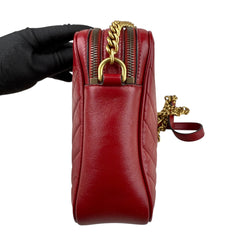 Pre-owned gucci-gg-marmont-double-zip-red-front-view