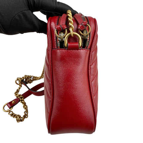 Gucci GG Marmont Double Zip Red Camera Bag