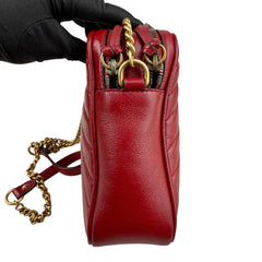 Pre-owned gucci-gg-marmont-double-zip-red-front-view