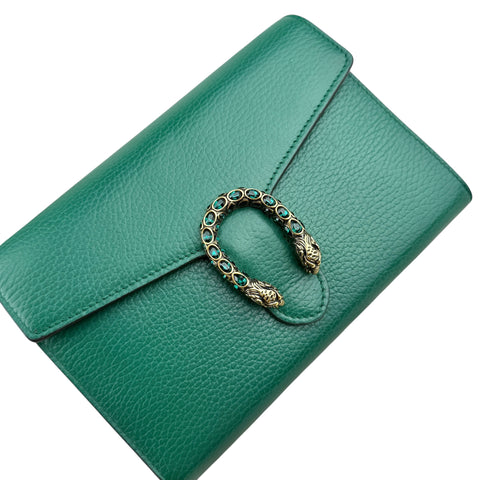 Gucci Dionysus Chain Wallet in Green Leather
