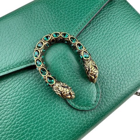 Gucci Dionysus Chain Wallet in Green Leather