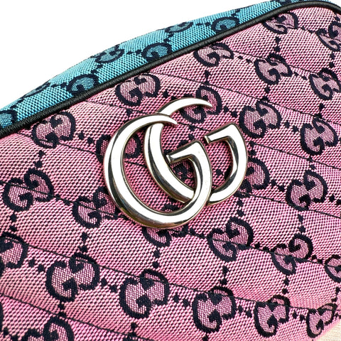 Gucci GG Marmont Shoulder Bag Multicolor Diagonal Quilted GG Canvas Small