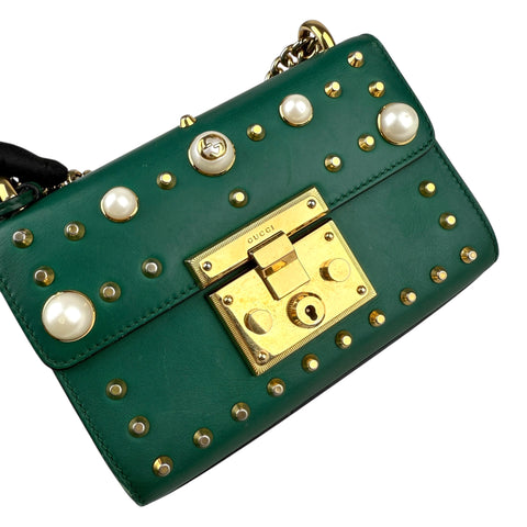 Gucci Pearly Padlock Shoulder Bag Studded Leather