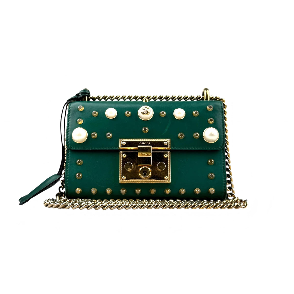 Gucci Pearly Padlock Shoulder Bag Studded Leather