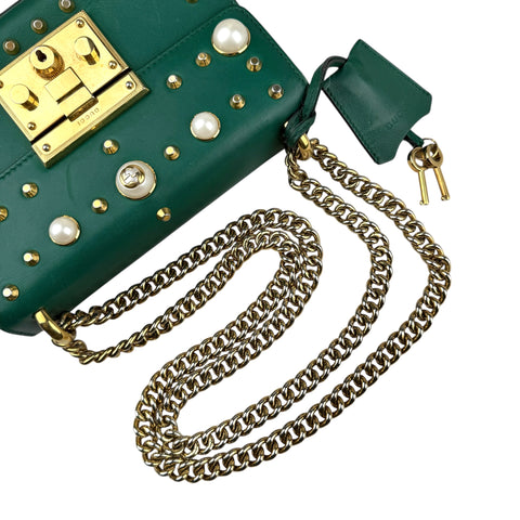 Gucci Pearly Padlock Shoulder Bag Studded Leather