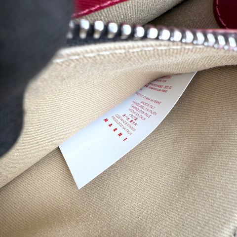 Marni Trunk Mini Grid-Print Leather Shoulder Bag